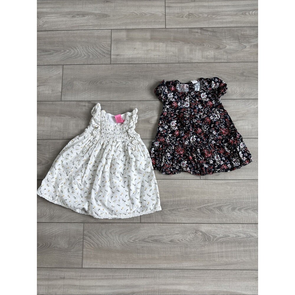 Lot 2 Multi Floral Dresses Size 24M Sleeveless/Balloon type Sleeves